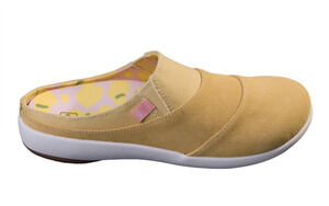 Spenco Women's Siesta Bokeh Layered Clogs Size 8 WIDE Yellow Slip-On NIB